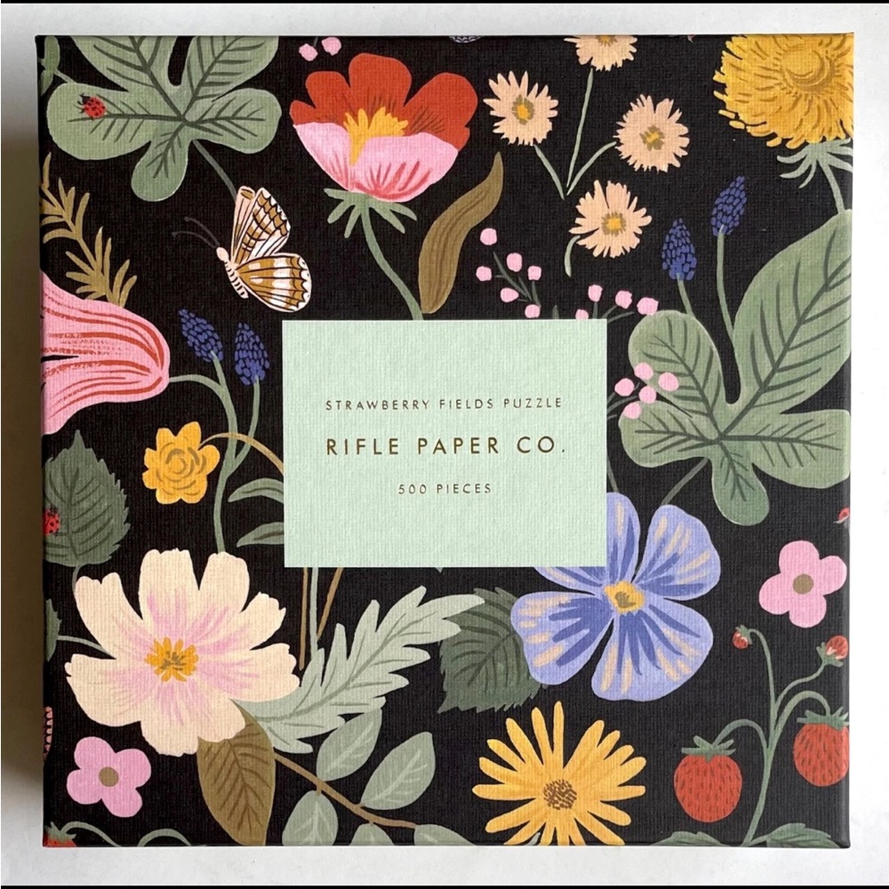 Rifle Paper Co. Puzzle‎ 500 pcs 15" x 21" Strawberry Fields Butterflies NIB
